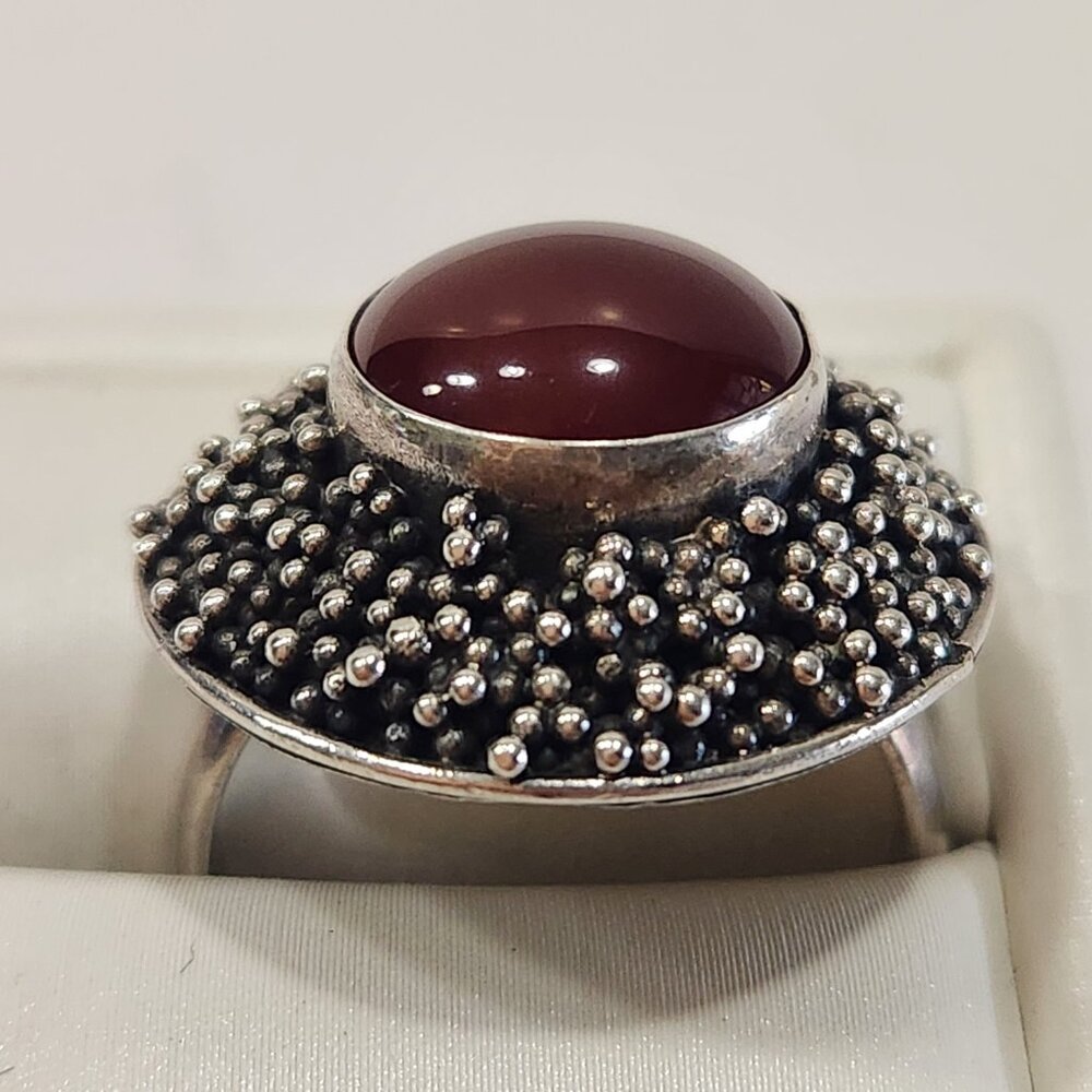 Unique Round Carnelian Stone With Multiple Sterli… - image 5